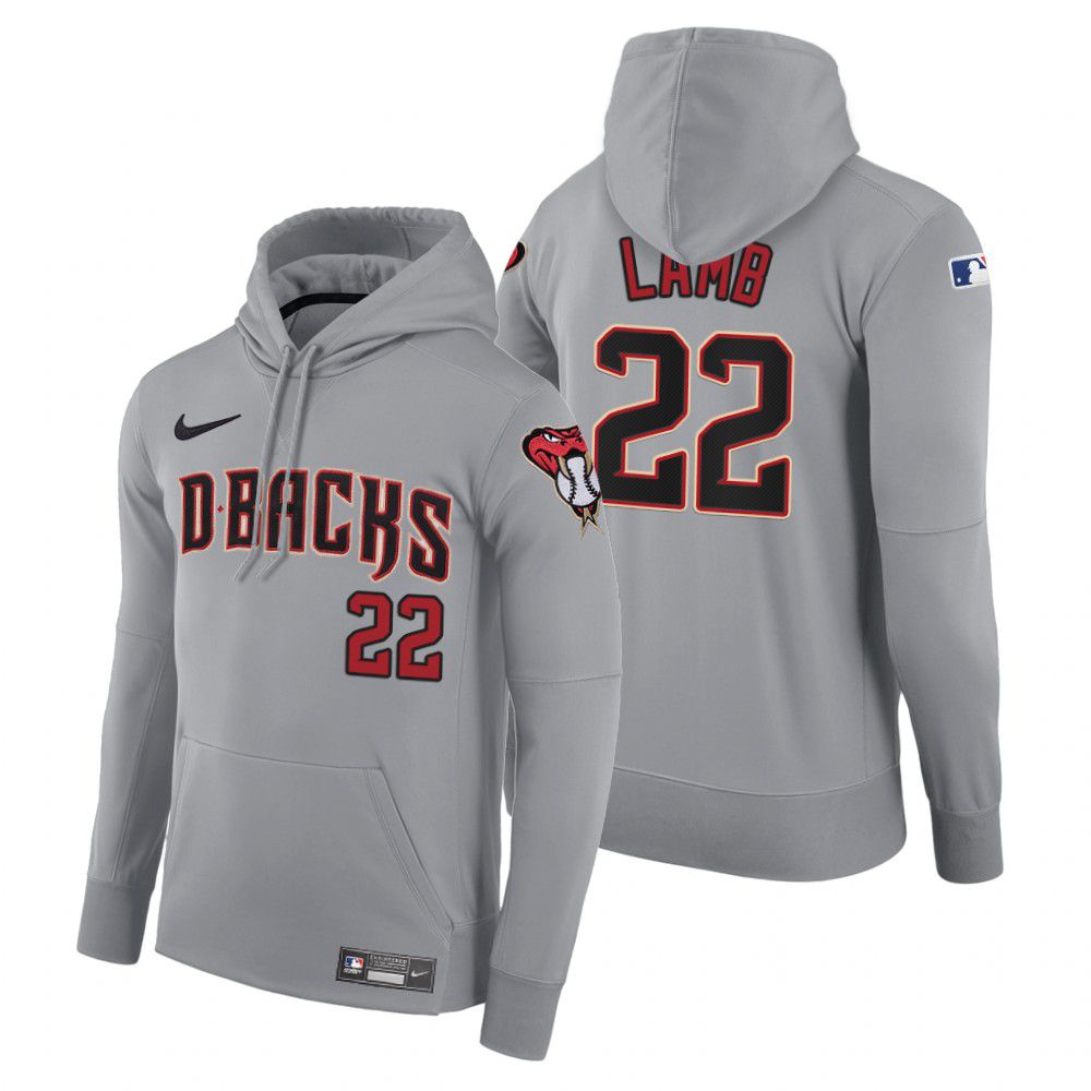 Cheap Men Arizona Diamondback 22 Lamb gray road hoodie 2021 MLB Nike Jerseys